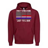 Burgundy police fire ems first responder american flag firefighter t shirt Zipper Hoodie - DesignPulse