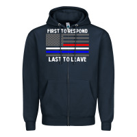Navy police fire ems first responder american flag firefighter t shirt Zipper Hoodie - DesignPulse