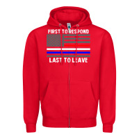 Red police fire ems first responder american flag firefighter t shirt Zipper Hoodie - DesignPulse
