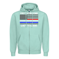 Seafoam police fire ems first responder american flag firefighter t shirt Zipper Hoodie - DesignPulse