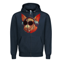 Navy Blodwyn pig Zipper Hoodie - DesignPulse