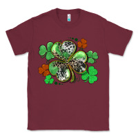 Burgundy St. Patrick's Day shamrock leopard and cowhide Classic Tee - CowGirlArtShop