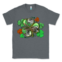 Charcoal Heather St. Patrick's Day shamrock leopard and cowhide Classic Tee - CowGirlArtShop