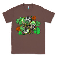 Chestnut St. Patrick's Day shamrock leopard and cowhide Classic Tee - CowGirlArtShop