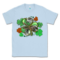 Dusty Blue St. Patrick's Day shamrock leopard and cowhide Classic Tee - CowGirlArtShop
