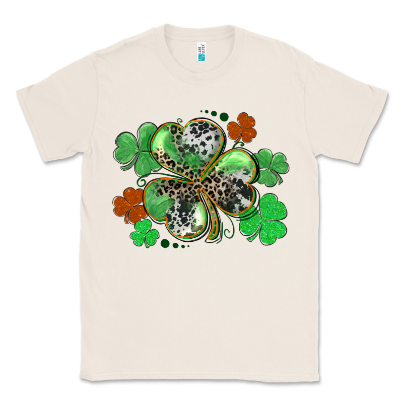 St. Patrick's Day Shamrock Leopard And Cowhide Classic Tee by CowGirlArtShop | Teevron