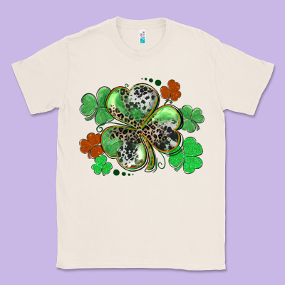 St. Patrick's Day Shamrock Leopard And Cowhide Classic Tee Designed By Cowgirlartshop
