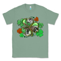 Sage St. Patrick's Day shamrock leopard and cowhide Classic Tee - CowGirlArtShop