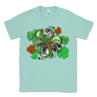 Seafoam St. Patrick's Day shamrock leopard and cowhide Classic Tee - CowGirlArtShop
