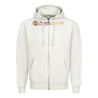 Oatmeal Heather ziggi's coffee Zipper Hoodie - DesignPulse