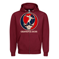 Burgundy grateful dude Zipper Hoodie - DesignPulse