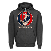 Charcoal Heather grateful dude Zipper Hoodie - DesignPulse