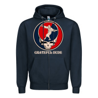 Navy grateful dude Zipper Hoodie - DesignPulse