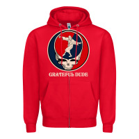 Red grateful dude Zipper Hoodie - DesignPulse