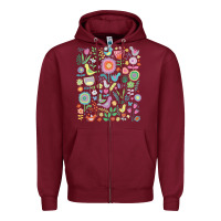 Burgundy cute birds t  shirt birds and blooms   cute floral pattern by cecca de Zipper Hoodie - DesignPulse