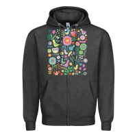 Charcoal Heather cute birds t  shirt birds and blooms   cute floral pattern by cecca de Zipper Hoodie - DesignPulse