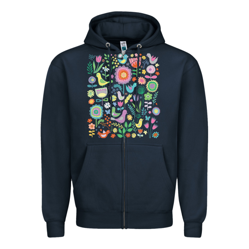 Cute Birds T  Shirt Birds And Blooms   Cute Floral Pattern By Cecca De Zipper Hoodie by DesignPulse | Teevron