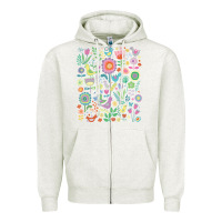 Oatmeal Heather cute birds t  shirt birds and blooms   cute floral pattern by cecca de Zipper Hoodie - DesignPulse
