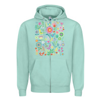 Seafoam cute birds t  shirt birds and blooms   cute floral pattern by cecca de Zipper Hoodie - DesignPulse