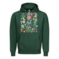 Sports Green cute birds t  shirt birds and blooms   cute floral pattern by cecca de Zipper Hoodie - DesignPulse