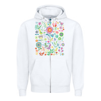 White cute birds t  shirt birds and blooms   cute floral pattern by cecca de Zipper Hoodie - DesignPulse