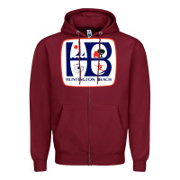 Burgundy Coat of arms of Huntington Beach Zipper Hoodie - PixelWave