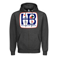 Charcoal Heather Coat of arms of Huntington Beach Zipper Hoodie - PixelWave
