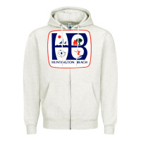 Oatmeal Heather Coat of arms of Huntington Beach Zipper Hoodie - PixelWave