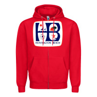 Red Coat of arms of Huntington Beach Zipper Hoodie - PixelWave