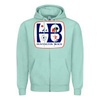 Seafoam Coat of arms of Huntington Beach Zipper Hoodie - PixelWave