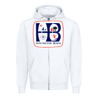 White Coat of arms of Huntington Beach Zipper Hoodie - PixelWave