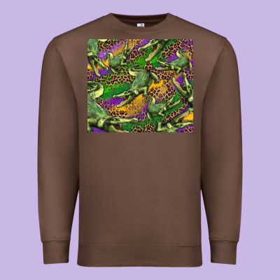 Mardi Gras Louisiana Crocodile Leopard Premium Sweatshirt Designed By Ranaportraitstore