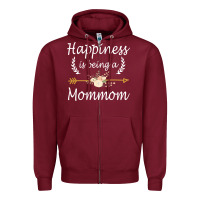 Burgundy happiness is being a mommom  cute mothers day gifts Zipper Hoodie - PixelWave