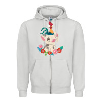 Dove Grey Moana HeiHei Rooster Pua Flowers Graphic Zipper Hoodie - PixelWave