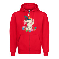 Red Moana HeiHei Rooster Pua Flowers Graphic Zipper Hoodie - PixelWave