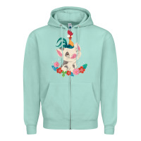 Seafoam Moana HeiHei Rooster Pua Flowers Graphic Zipper Hoodie - PixelWave