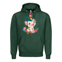 Sports Green Moana HeiHei Rooster Pua Flowers Graphic Zipper Hoodie - PixelWave