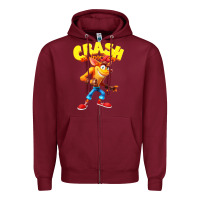 Burgundy crash bandicoot Zipper Hoodie - PixelWave