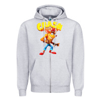 Heather Grey crash bandicoot Zipper Hoodie - PixelWave