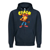 Navy crash bandicoot Zipper Hoodie - PixelWave