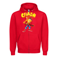 Red crash bandicoot Zipper Hoodie - PixelWave