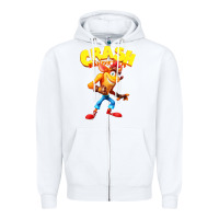 White crash bandicoot Zipper Hoodie - PixelWave