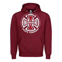 Burgundy independent company cross skateboard Zipper Hoodie - PixelWave