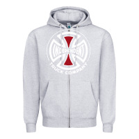 Heather Grey independent company cross skateboard Zipper Hoodie - PixelWave
