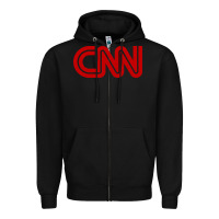 Black cnn media company Zipper Hoodie - PixelWave