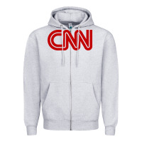 Heather Grey cnn media company Zipper Hoodie - PixelWave