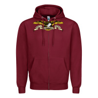 Burgundy anti hero skateboards Zipper Hoodie - PixelWave