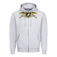 Heather Grey anti hero skateboards Zipper Hoodie - PixelWave