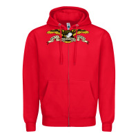 Red anti hero skateboards Zipper Hoodie - PixelWave