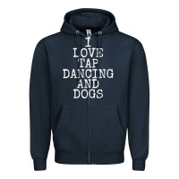 Navy i love tap dancing & dogs funny dog gift t shirt men women Zipper Hoodie - PixelWave